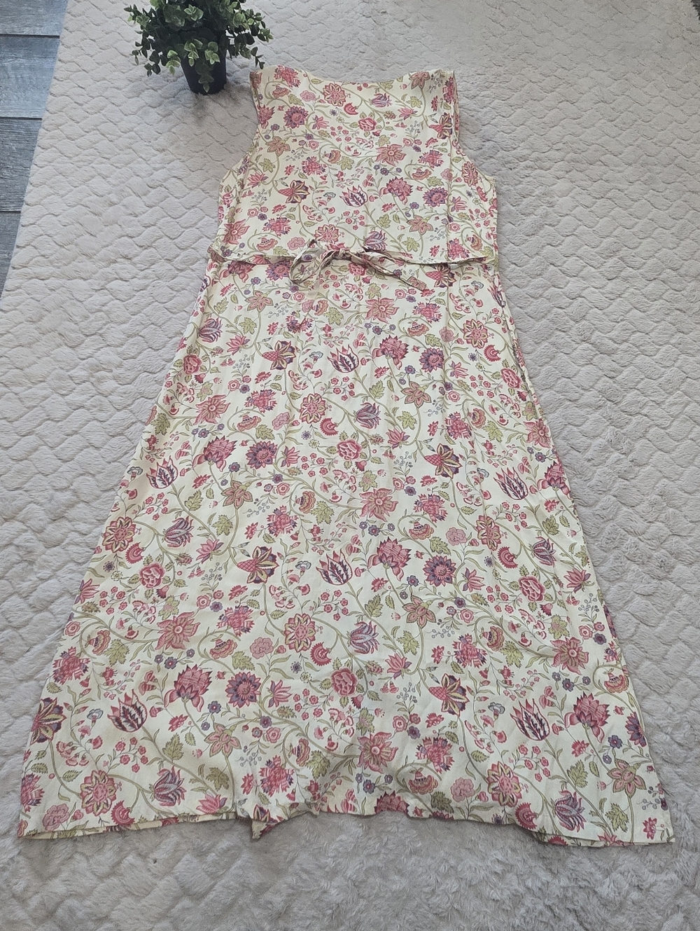 Chadwicks Cream Floral 90s Sleeveless Button-Front Cottagecore Maxi Dress, 12P - Picture 5 of 7